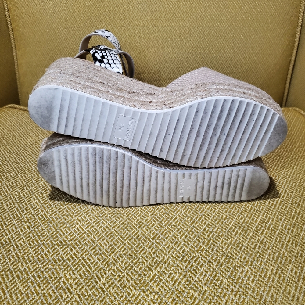 Nine West Beige and Black Espadrille Wedges - Picture 6 of 6